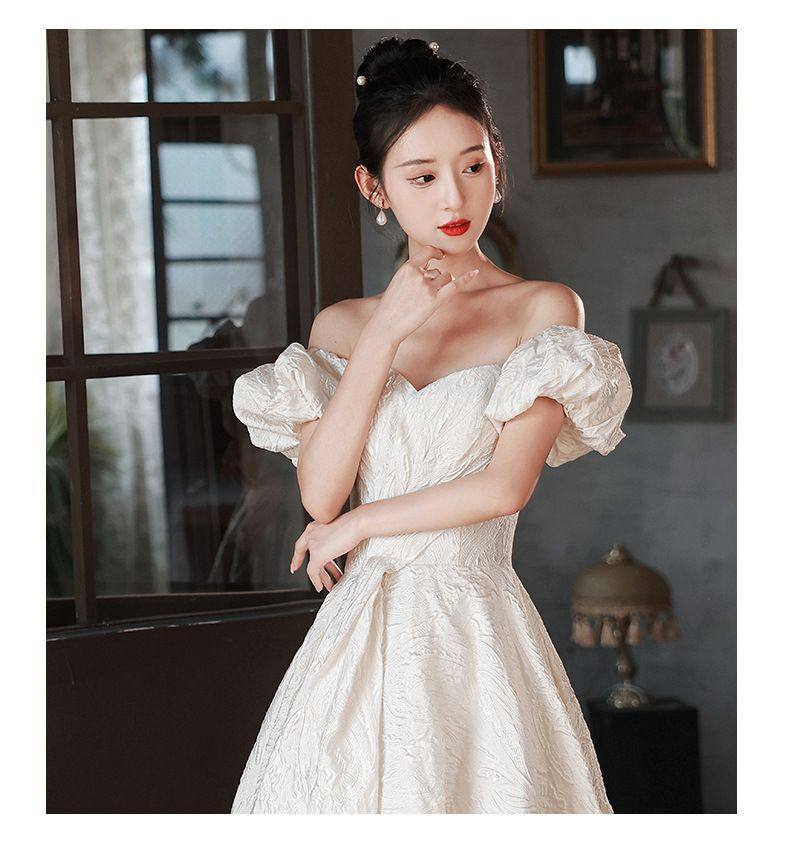 女装 パフスリーブオフショルダー姫系ロングドレス