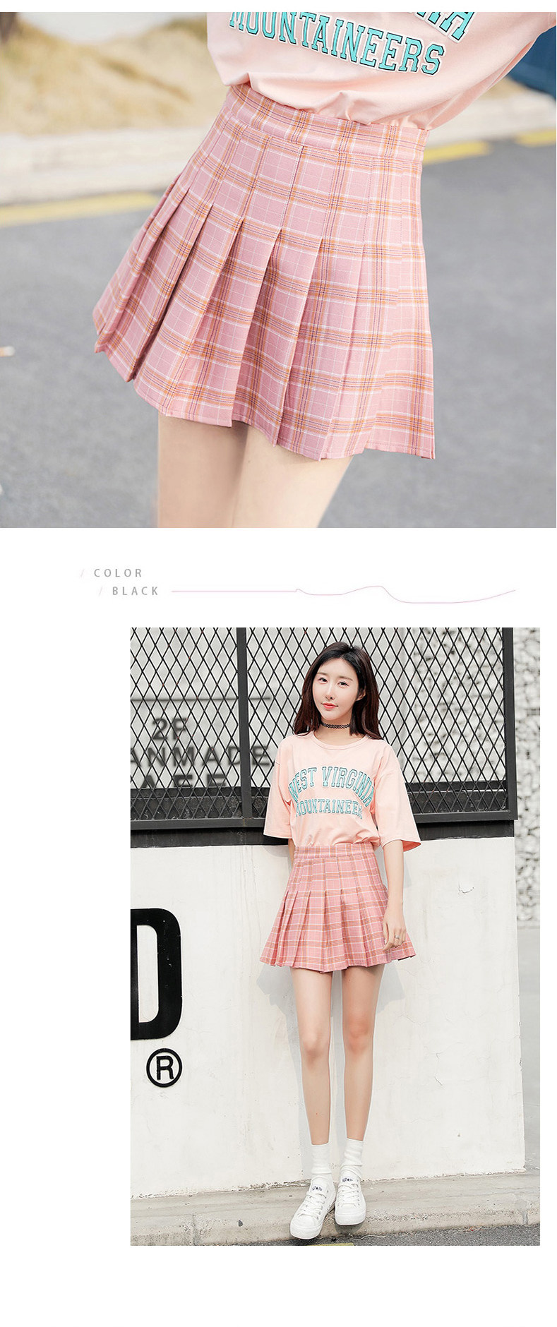 チェック柄プリーツミニスカート