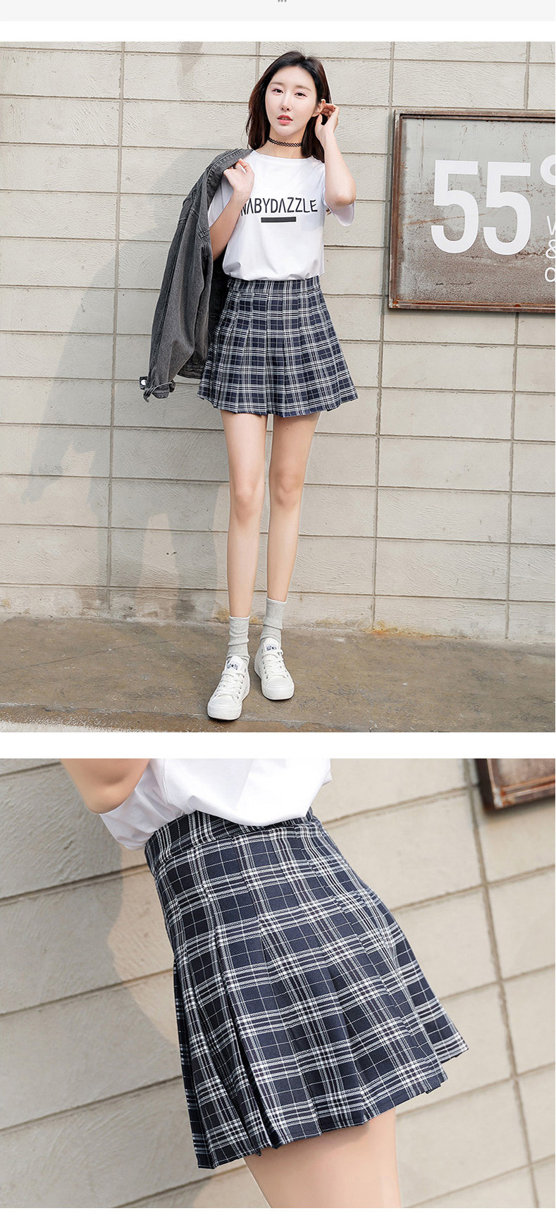 チェック柄プリーツミニスカート