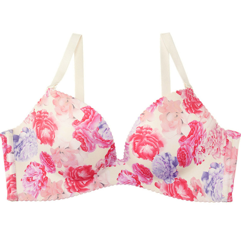 女装 華やか花柄プリント谷間メイクブラジャー