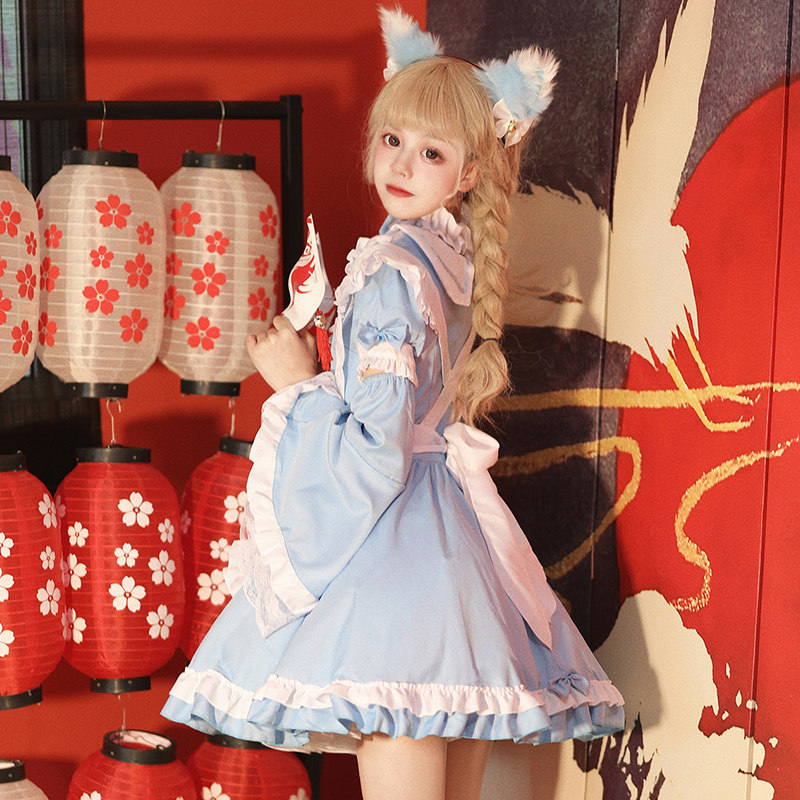 女装 夢見る姫様風フリル付きメイド服セット