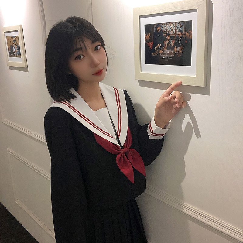 女装 清楚系スクールガール長袖セーラー服上着