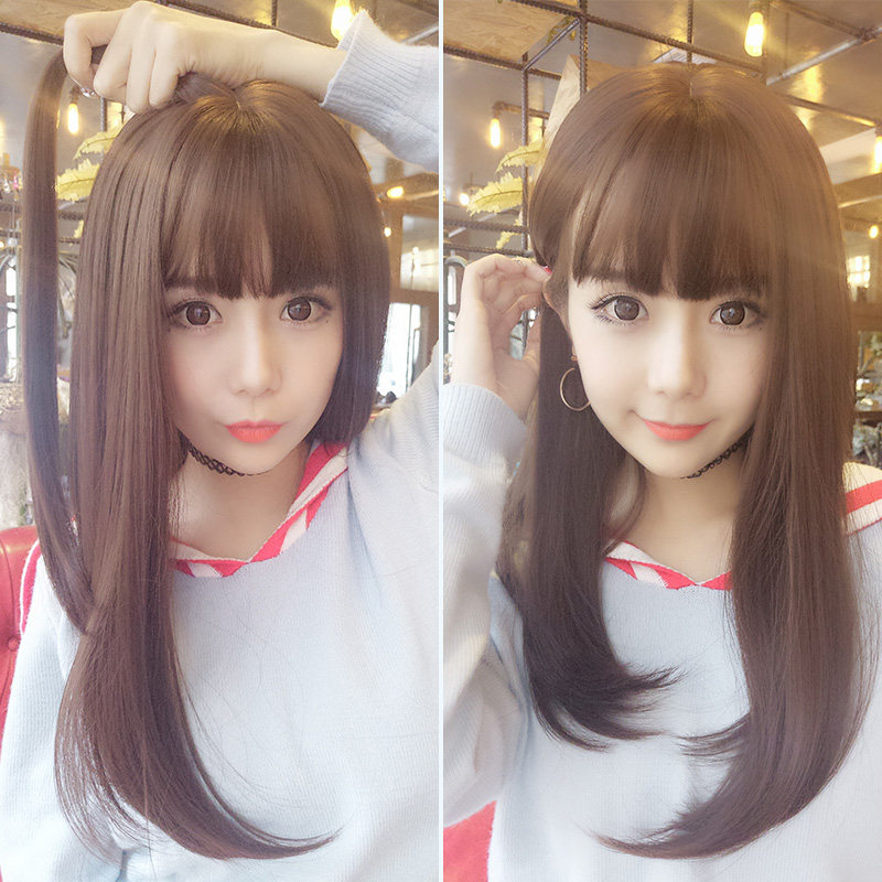 女装 清楚系ぱっつん前髪ロングストレートウィッグ