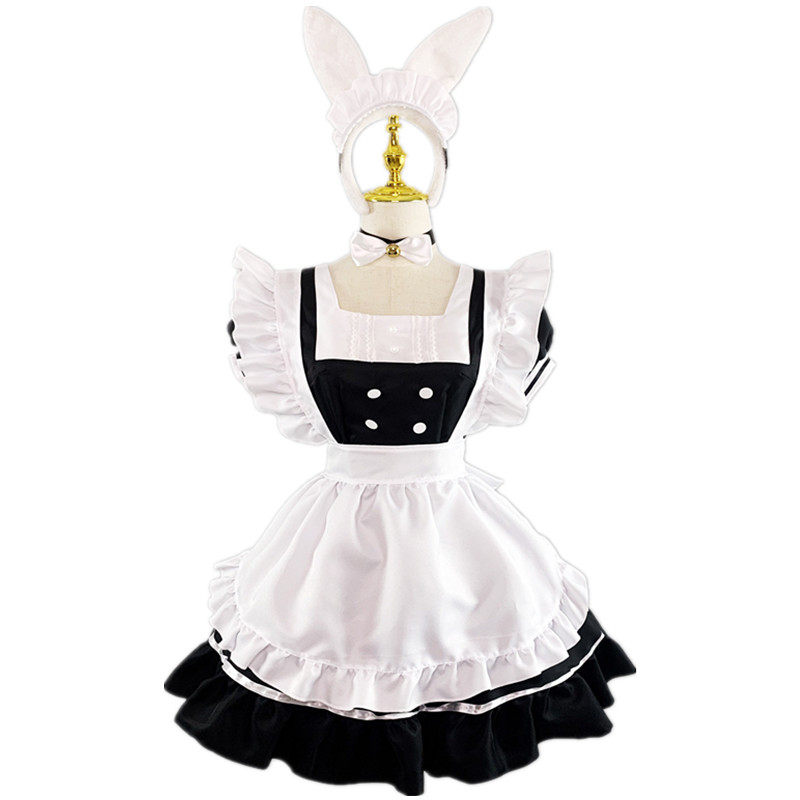 女装 うさ耳カチューシャ付き本格派メイド服セット