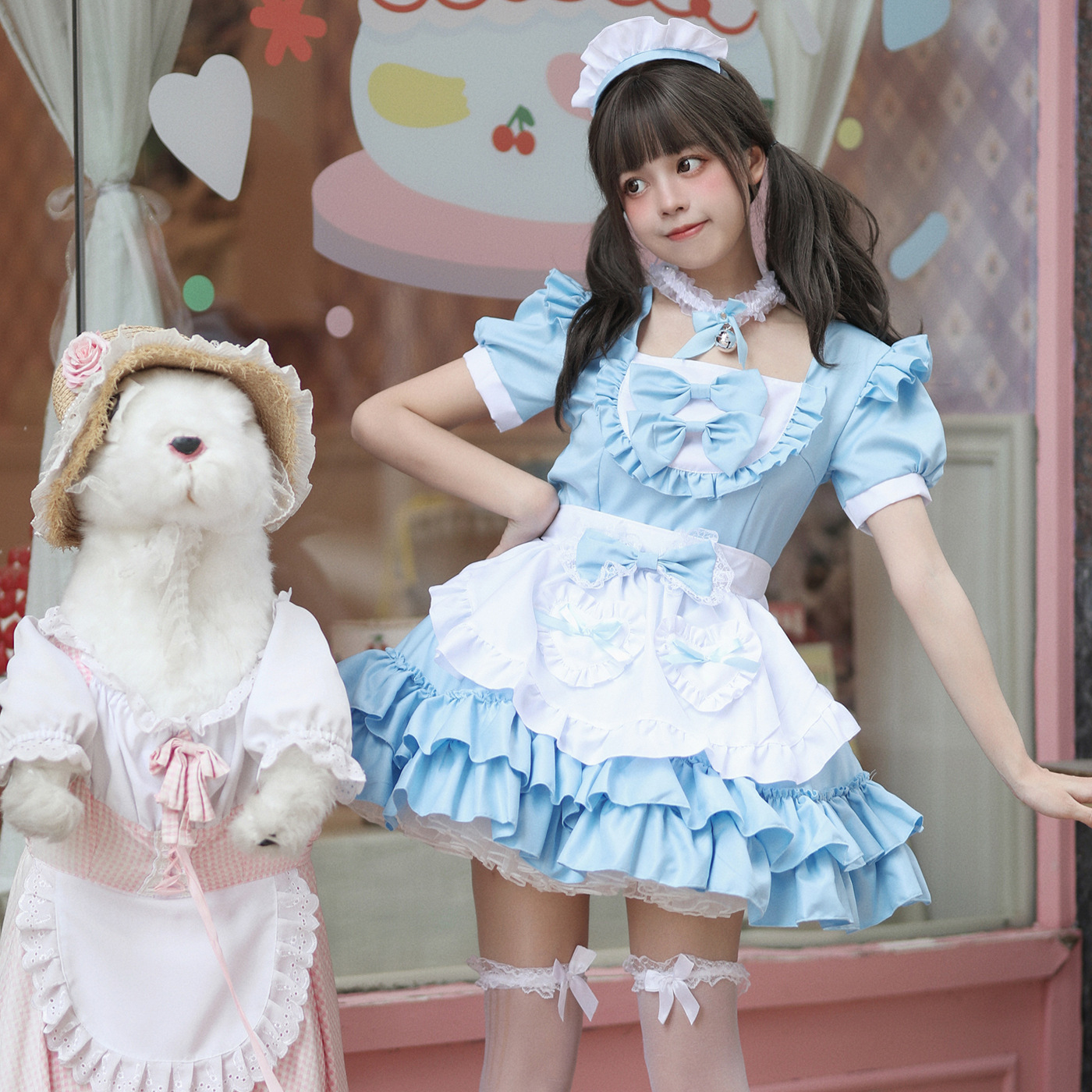 女装 ふんわりフリルが可愛いロリータメイド服セット