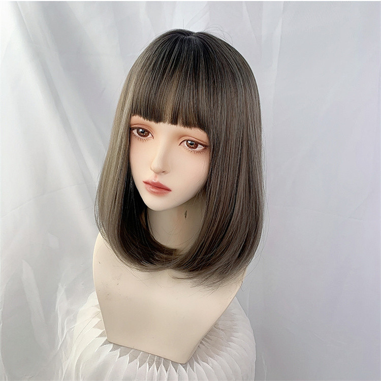 女装 ウィッグ 前髪ぱっつん グラデーション ミディアム