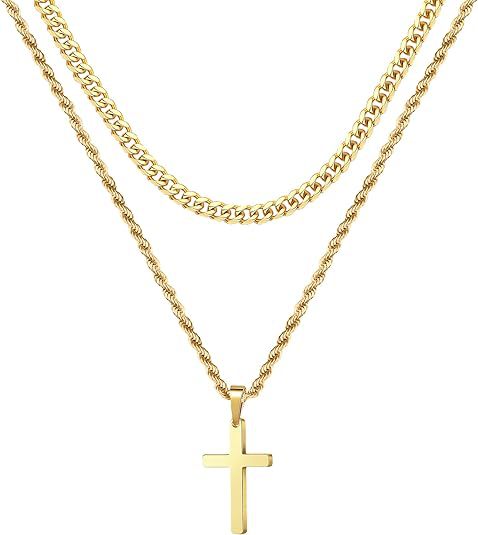 メンズアクセサリー 十字架モチーフ 捻りチェーンネックレス