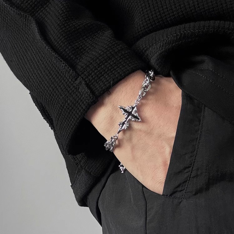 メンズアクセサリー 十字架モチーフチェーンブレスレット