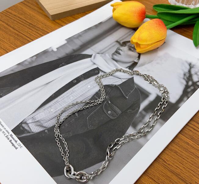 メンズアクセサリー 二重層チェーンネックレス メンズ おしゃれ