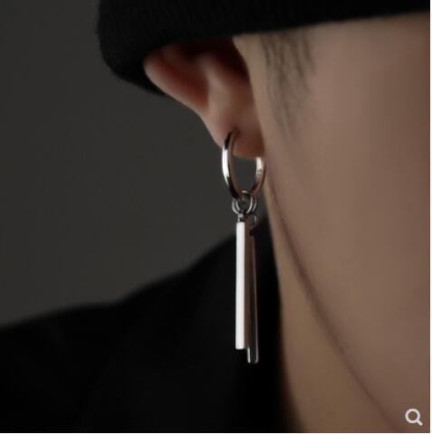 メンズアクセサリー メンズ 銀色 棒型 ピアス カップル用