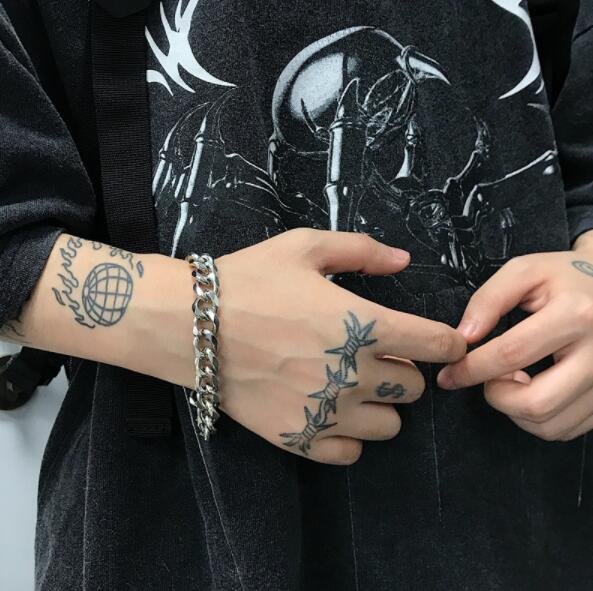 メンズアクセサリー 男性用チェーン型ブレスレット太目リンク