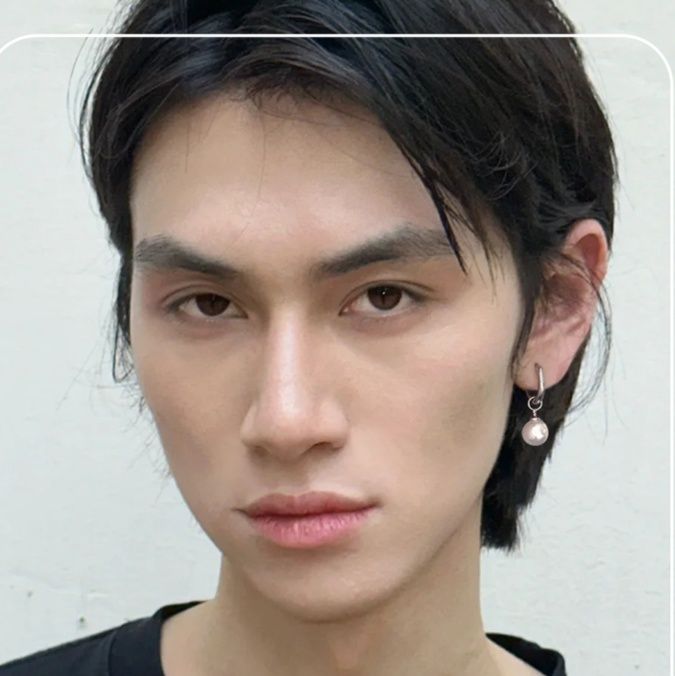 メンズアクセサリー 真珠の滴 フープピアス