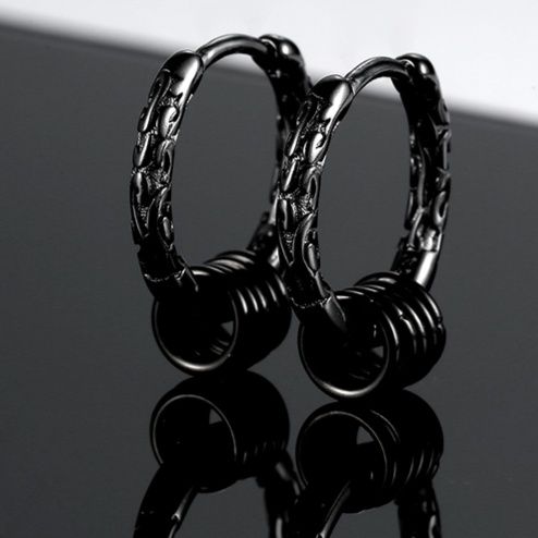 メンズアクセサリー 立体輪舞フープピアス