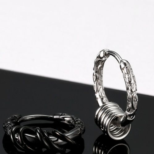 メンズアクセサリー 立体輪舞フープピアス