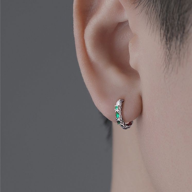 メンズアクセサリー 編み込み風フープピアス