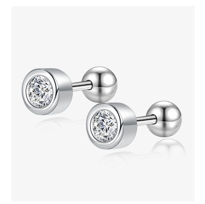 メンズアクセサリー 丸枠輝石 一粒ピアス