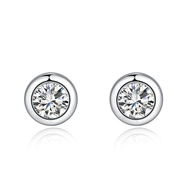 メンズアクセサリー 丸枠輝石 一粒ピアス