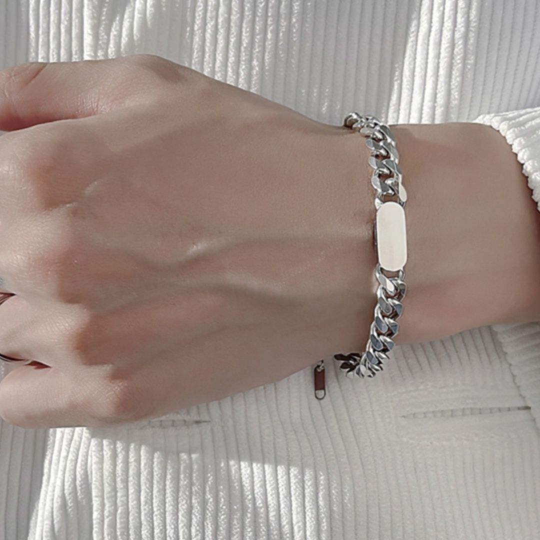 メンズアクセサリー 洗練された鎖模様のプレートブレスレット