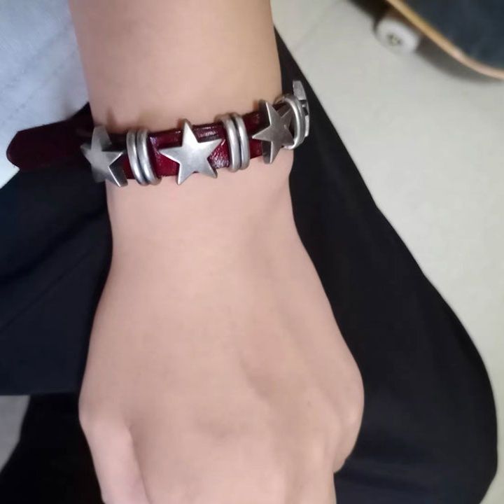 メンズアクセサリー 黒革ブレスレット 