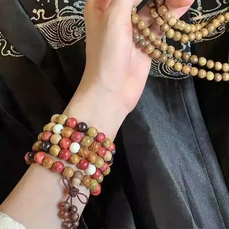 メンズアクセサリー 天然木珠 多連ブレスレット
