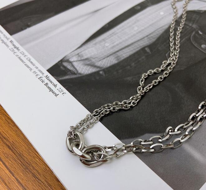 メンズアクセサリー 二重層チェーンネックレス メンズ おしゃれ