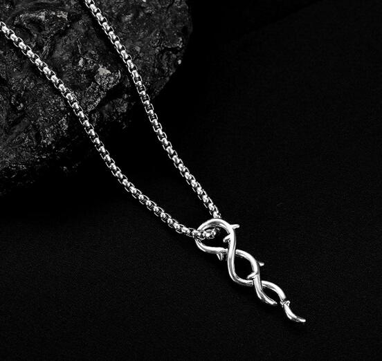 メンズアクセサリー 男性用スネーク型ペンダント付きチェーンネックレス