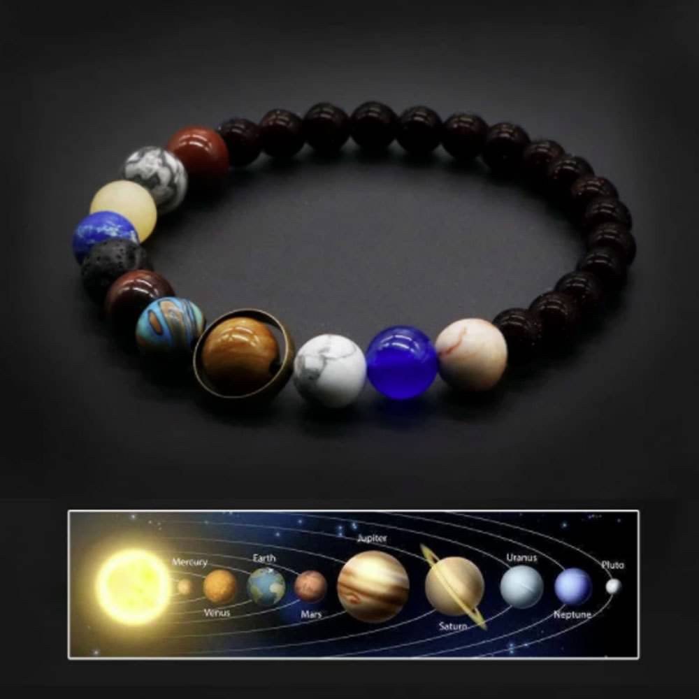 メンズアクセサリー 太陽系惑星 数珠ブレスレット パワーストーン