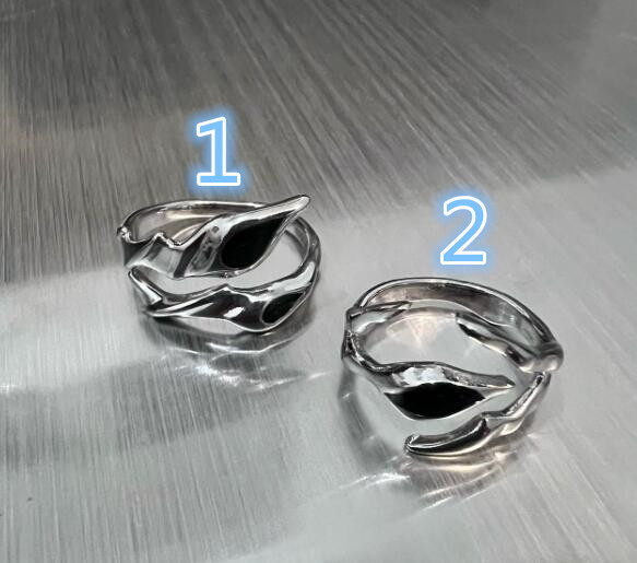 メンズアクセサリー 男性用シルバー調節可能な葉っぱ指輪