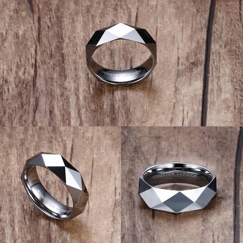 メンズアクセサリー タングステン多面カットリング メンズ指輪
