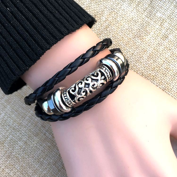 メンズアクセサリー 編み込み紋章ブレスレット