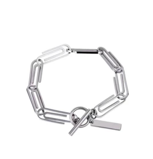 メンズアクセサリー シルバー チェーン ブレスレット プレート付き 男女兼用