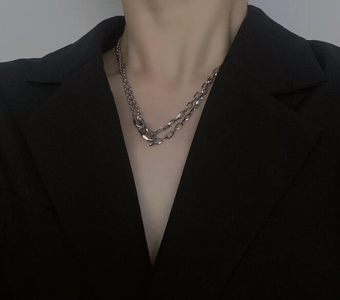 メンズアクセサリー 二重層チェーンネックレス メンズ おしゃれ