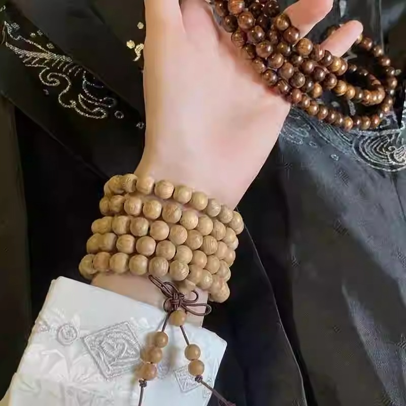 メンズアクセサリー 天然木珠 多連ブレスレット