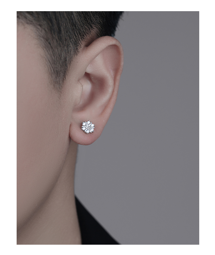 メンズアクセサリー 雪花輝き 花弁ピアス