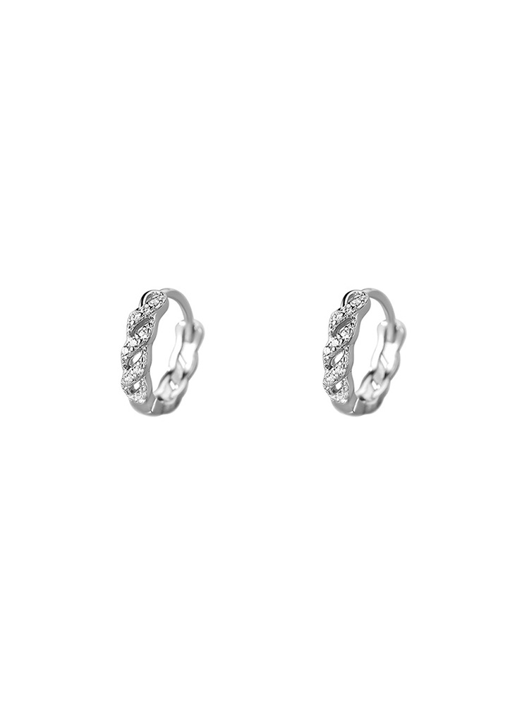 メンズアクセサリー 編み込み輝石フープピアス