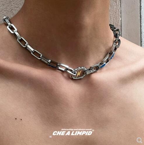 メンズアクセサリー 稲妻モチーフ チェーン ネックレス メンズ カップル対応