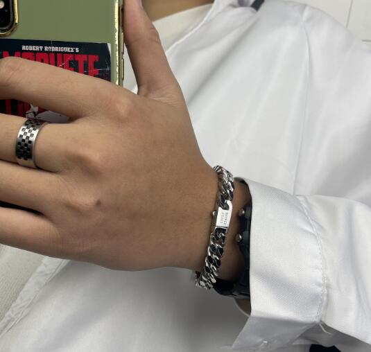 メンズアクセサリー 男性用チェーンブレスレット ヴィンテージ風シルバー