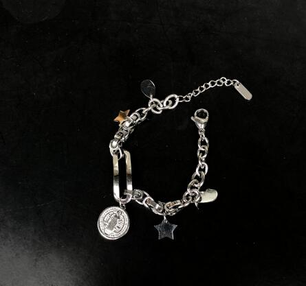 メンズアクセサリー 星とコインチャーム付きカップルチェーンブレスレット