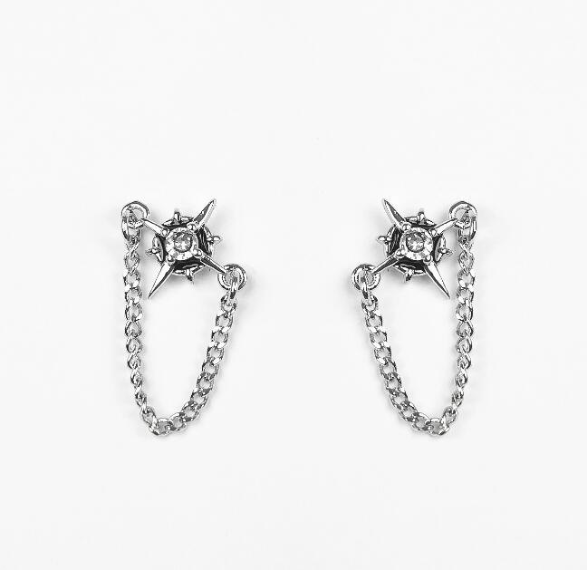 メンズアクセサリー 星型チェーン付きメンズピアス