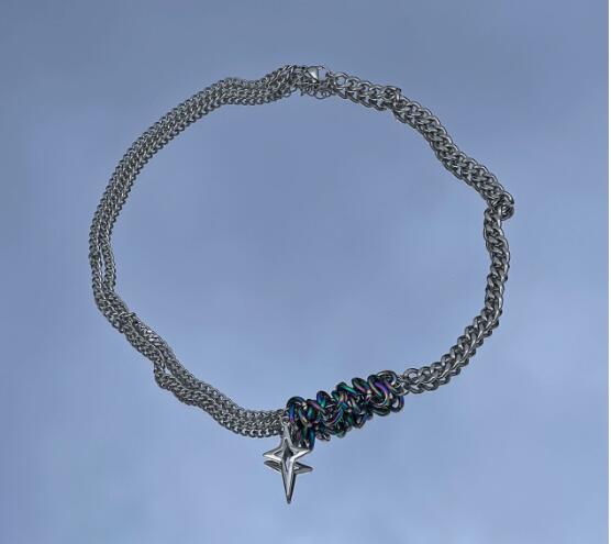 メンズアクセサリー 星型ペンダント付き男性用チェーンネックレス