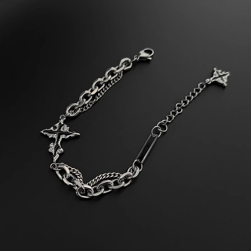 メンズアクセサリー 十字架モチーフチェーンブレスレット
