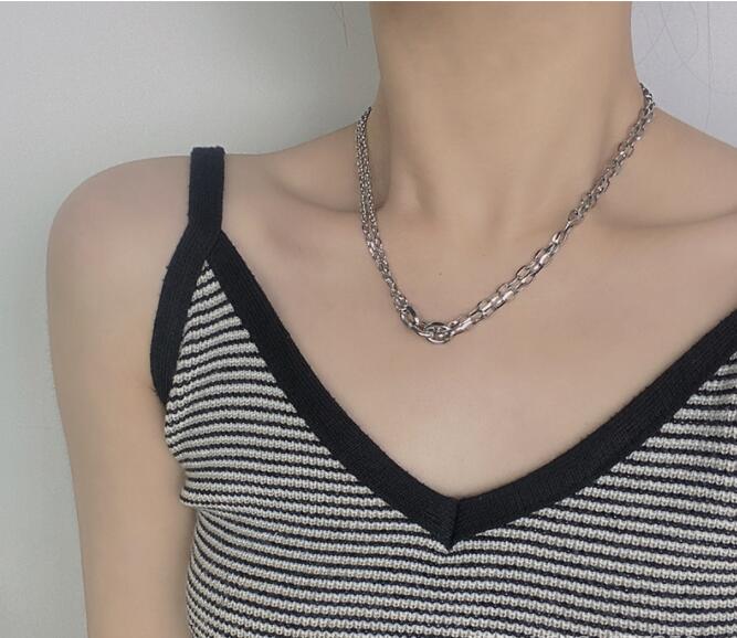 メンズアクセサリー 二重層チェーンネックレス メンズ おしゃれ