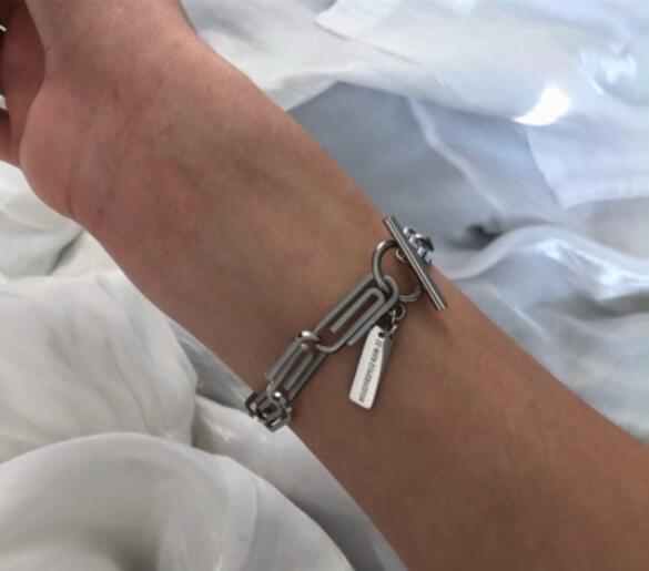 メンズアクセサリー シルバー チェーン ブレスレット プレート付き 男女兼用