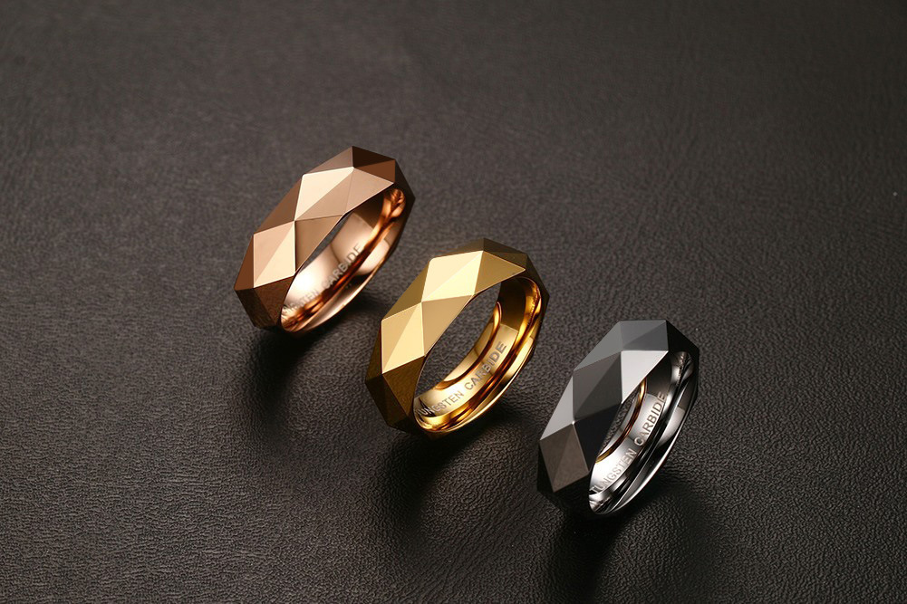 メンズアクセサリー タングステン多面カットリング メンズ指輪