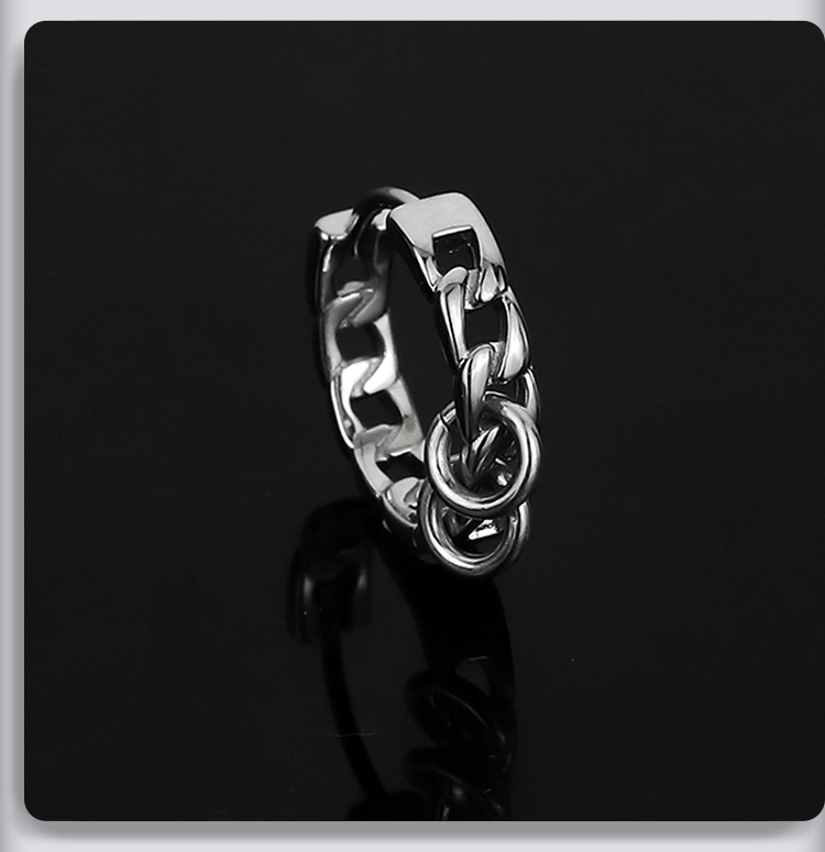 メンズアクセサリー 鎖模様ダブルリングピアス
