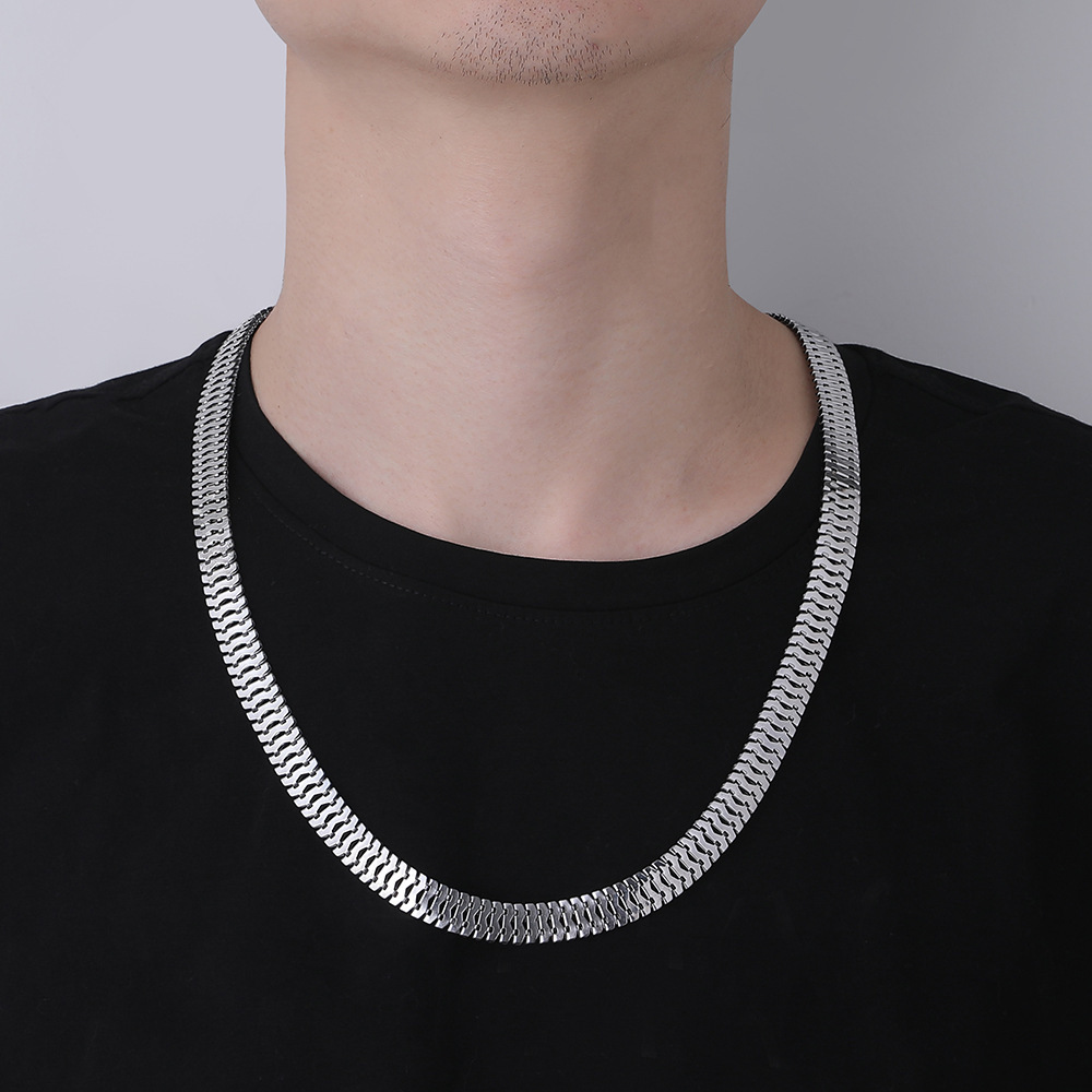 メンズアクセサリー 平打ち喜平チェーンネックレス