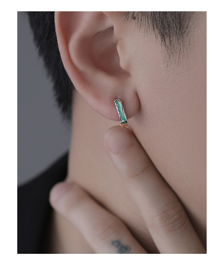 メンズアクセサリー 波紋輝石 フープピアス