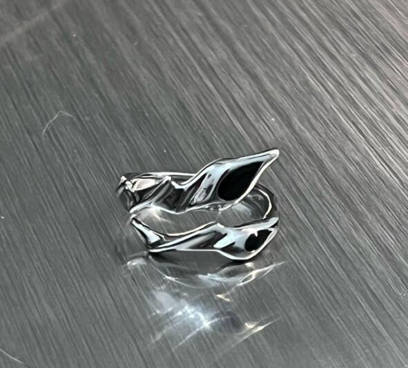 メンズアクセサリー 男性用シルバー調節可能な葉っぱ指輪