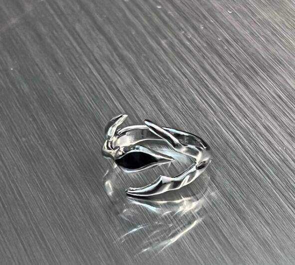 メンズアクセサリー 男性用シルバー調節可能な葉っぱ指輪