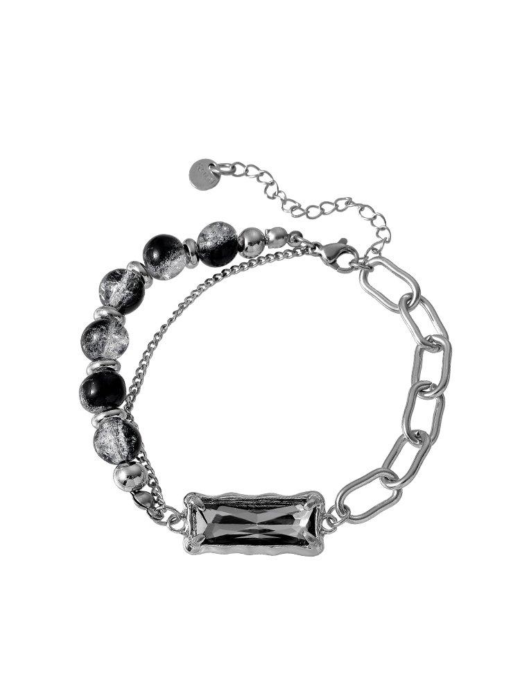 メンズアクセサリー 宝石と鎖のコントラストブレスレット